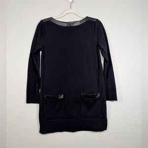 Eight Eight Eight Dress Black Sweater Top with Faux Leather Trim Pockets Women S